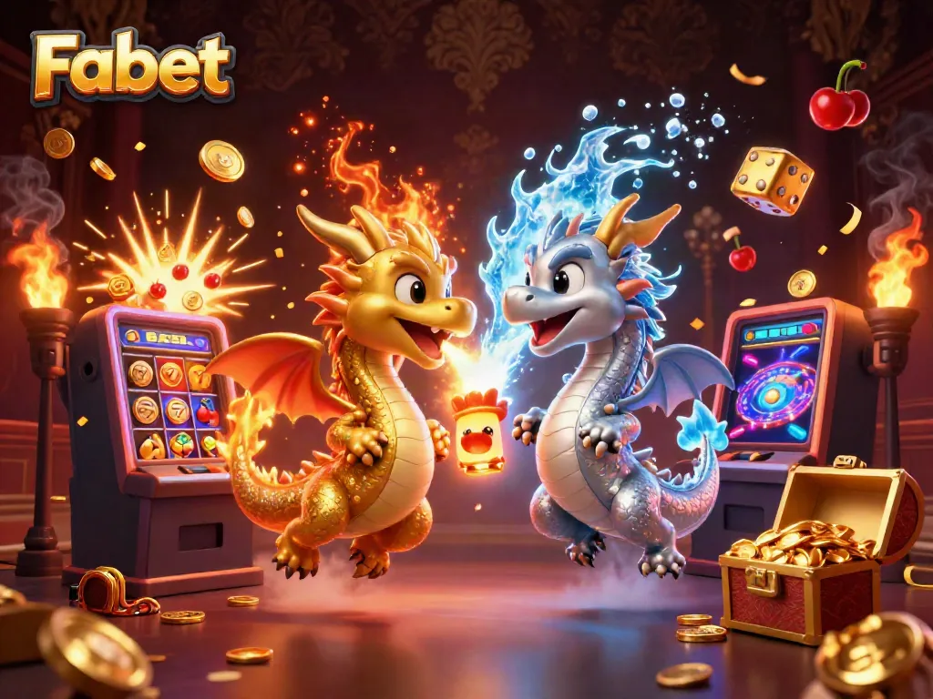Experience thrilling gaming at Fabet with captivating dragons, jackpots, and vibrant casino elements.