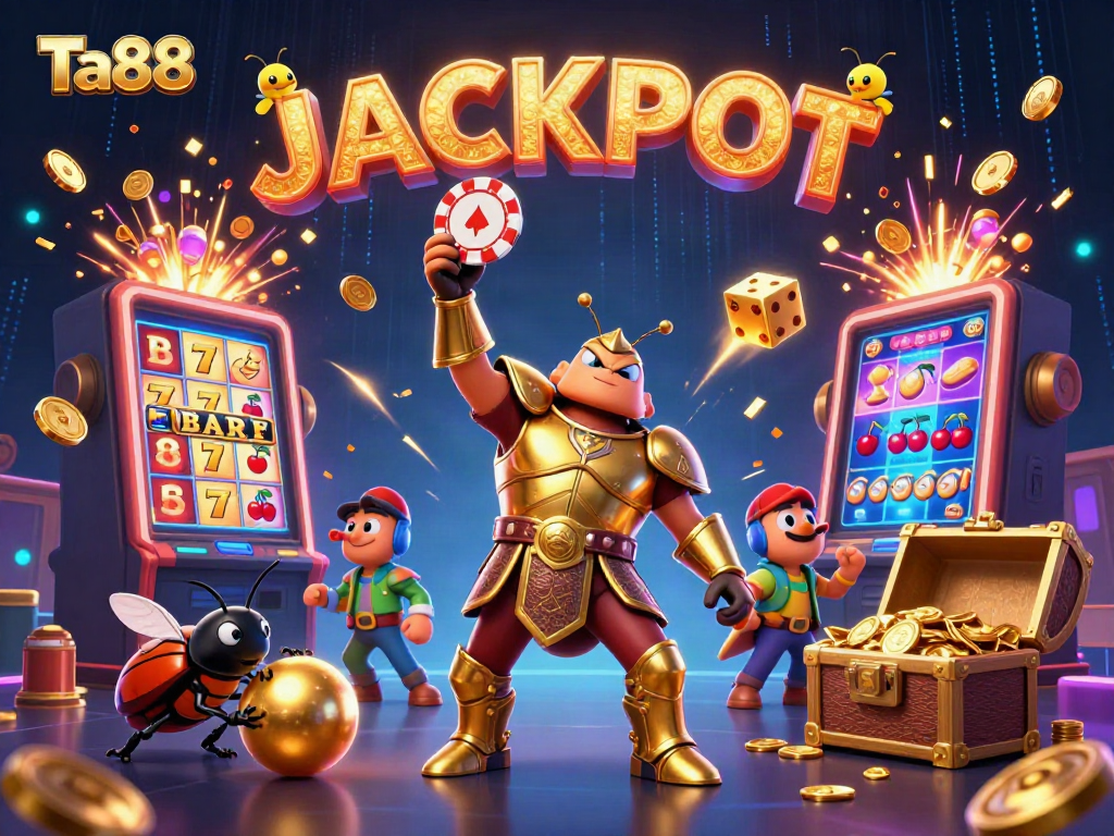 Engage in thrilling gameplay on Ta88 with a dynamic 3D scene showcasing exciting casino elements.